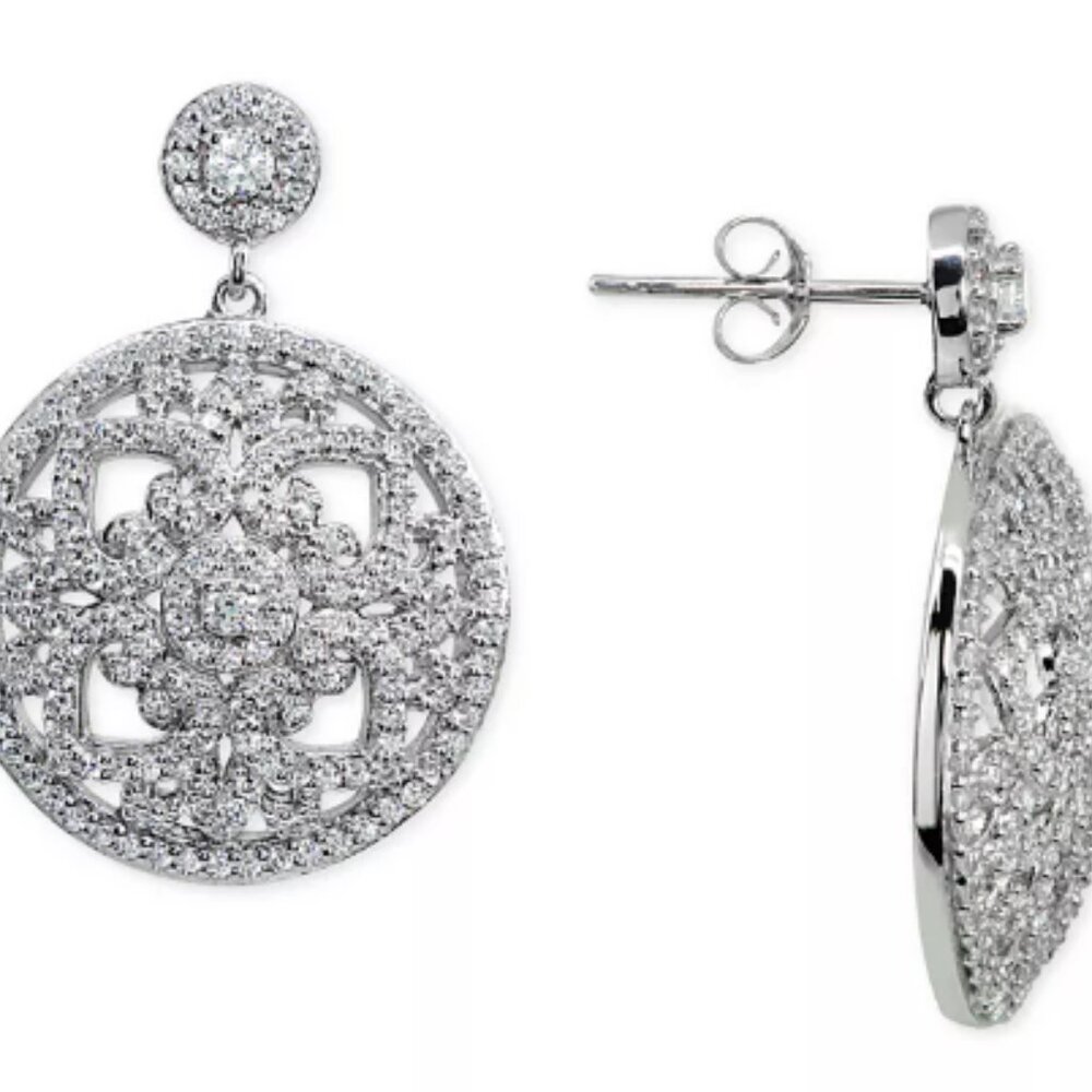 Floral Openwork  Disc Drop Earrings